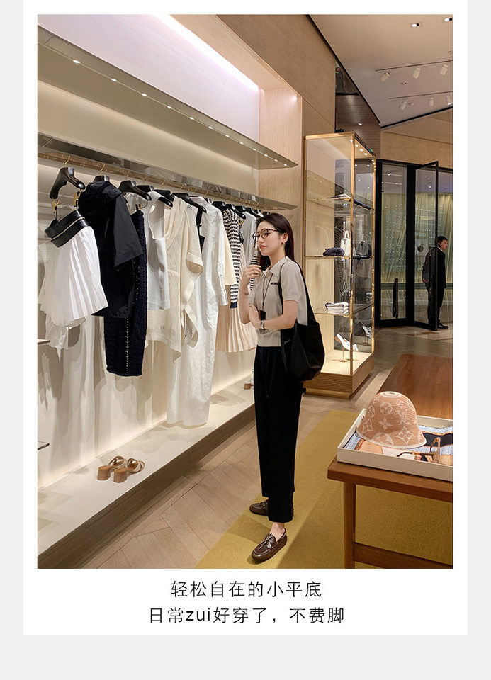 Giày lười nữ da bò thật đế mềm mũi tròn gót thấp — Màu nâu, hàng có sẵn, Màu trắng, hàng có sẵn chi tiết 17