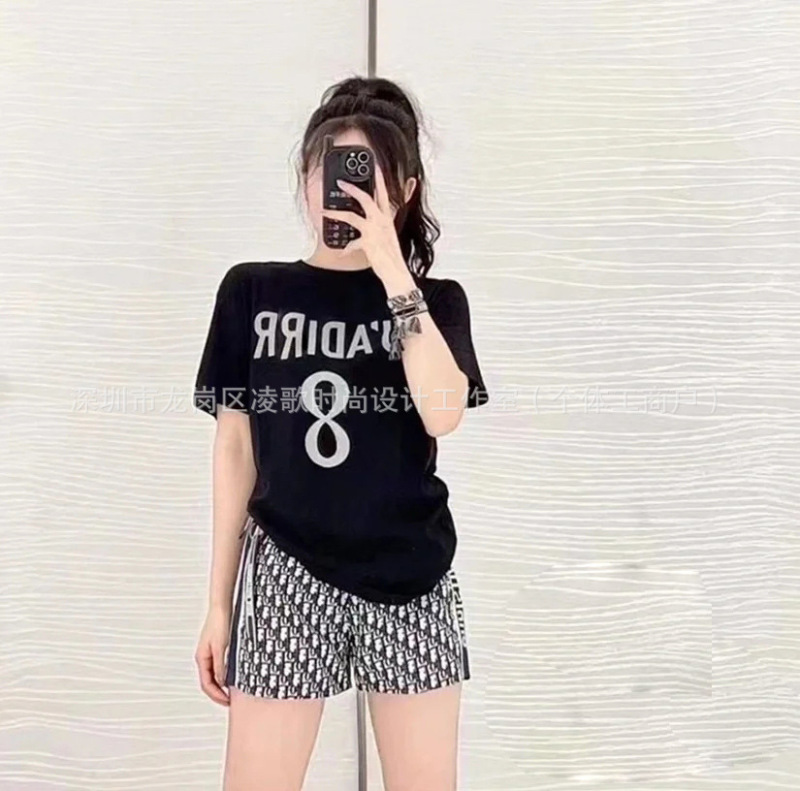 LENGE南油DR25夏デジタル8文字裏面プリントラウンドネック半袖Tシャツレディーストップス万能トレンド|undefined