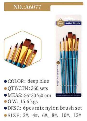 Oil paint brush wholesale 6 nylon paint brushes children's watercolor acrylic water chalk set painting tool set