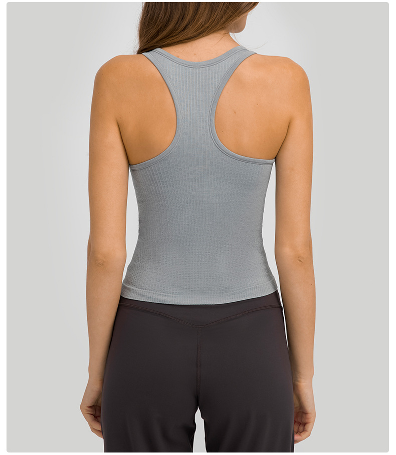 high-elastic round neck tight solid color yoga vest (multicolor) NSDQF127244