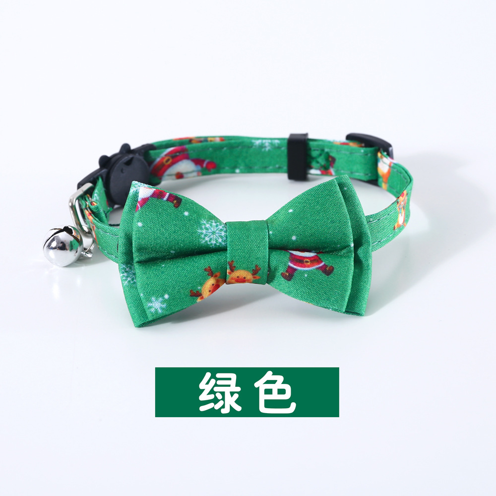 2022 mascotas gatos perros impresión de nieve de Navidad corbata collar anti-asfixia collar de arco ajustable campana