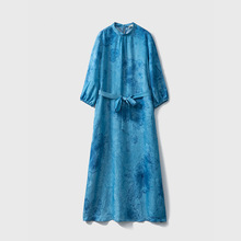 重磅花萝28姆米真丝连衣裙女重工手工扎染 桑蚕丝A字裙秋新款