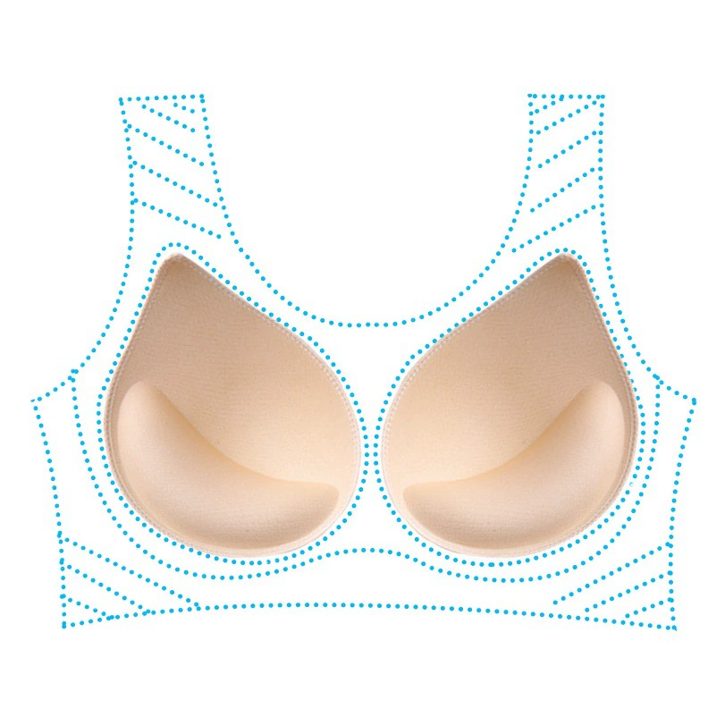 Подушка для груди Утолщенная вставка Маленькая грудь Верхний бюстгальтер Жилет Нагрудная повязка Слинг Купальники Дышащая присборенная подставка из губки