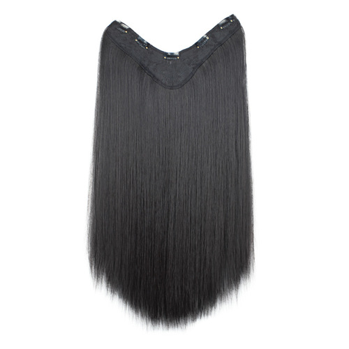 Wig piece for women with long straight hair, one-piece natural seamless invisible hair extension piece, fluffy big wave wig braid hair piece