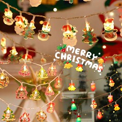 国境を越えた新しいledランプはクリスマスツリー雪だるまの老人の頭クリスマスハロウィーンの日の雰囲気装飾ランプが点滅している