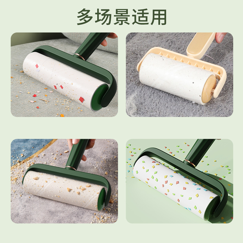 Rodillo de rollo de papel adhesivo rasgable, cinta de limpieza de papel adhesivo, tubo de rodillo adhesivo de ropa, transportador de pelo de mango redondo extraíble