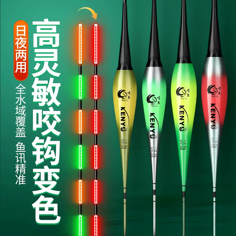 啃鱼咬钩变色夜光漂硬尾鱼漂高灵敏醒目日夜两用电子漂野钓浮漂