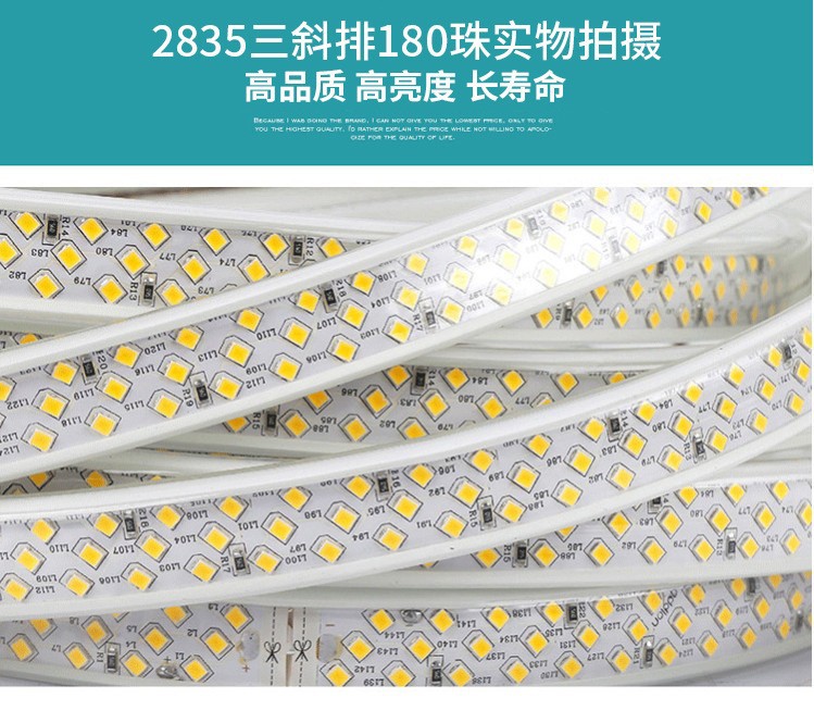 LED灯带防水220V七彩双排三排2835户外 三色5730工地家用工程灯条详情25