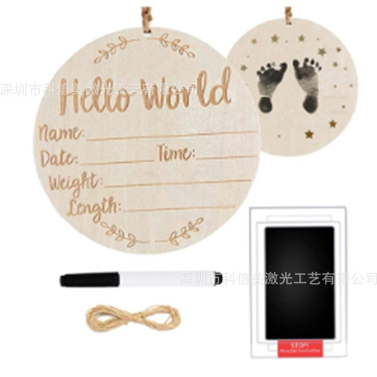 Hello World ハローワールド 木製赤ちゃん誕生記念プレート クロスボーダーホットセール 赤ちゃん写真小道具|undefined
