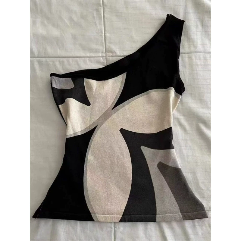 Азиатская культура y2k Millennium Spice Girls Abei American ретро Vintage с принтом жилет на одно плечо женский летний топ без рукавов