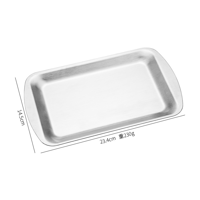 Coreano 304 placa de acero inoxidable placa rectangular engrosada Placa de sushi esmerilado dorado plato de postre Placa de barbacoa Zibo