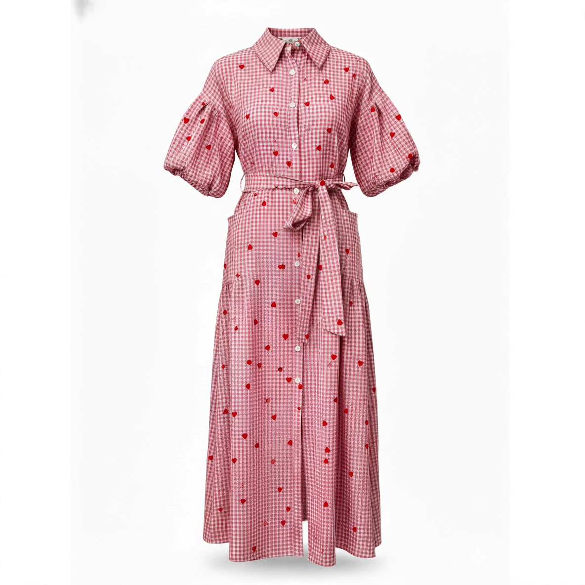 Women's Christmas Themed Long Casual Fashion Shirt Dress In Green And Red Plaid_ecoleips.com