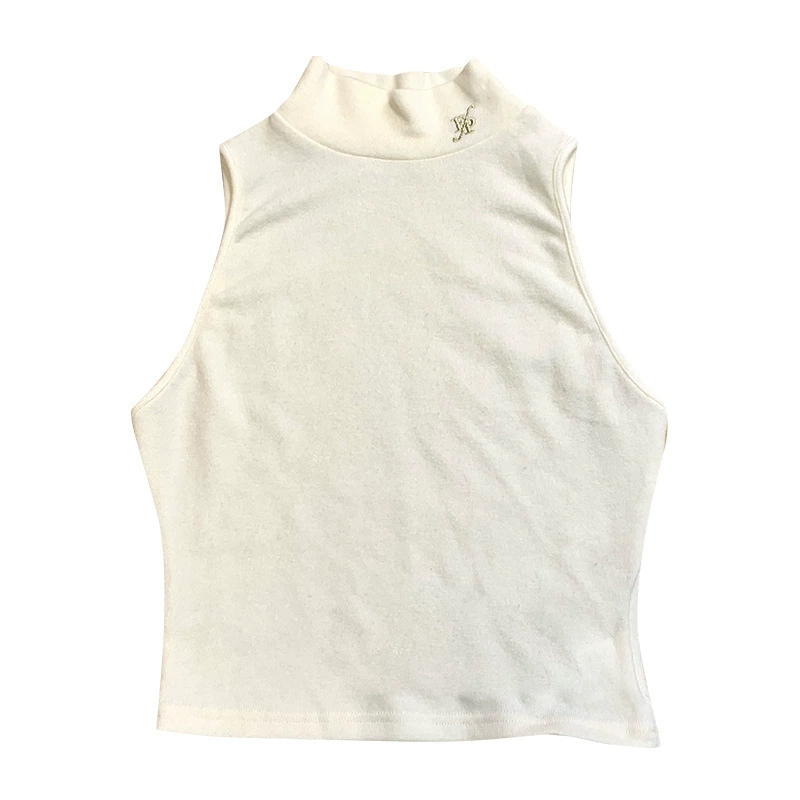 Spring tank top, short bra top, (Physicals), high collar, with embroidery, 2023