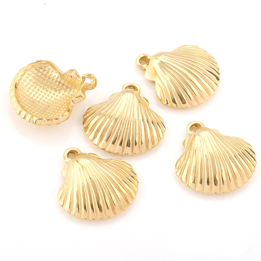 pendant Classification 10 PCS/Package Quantity 10 PCS/Package 12.5mm 20.5mm 304 Stainless Steel 18K Gold Plated Shell Pendant Pendant