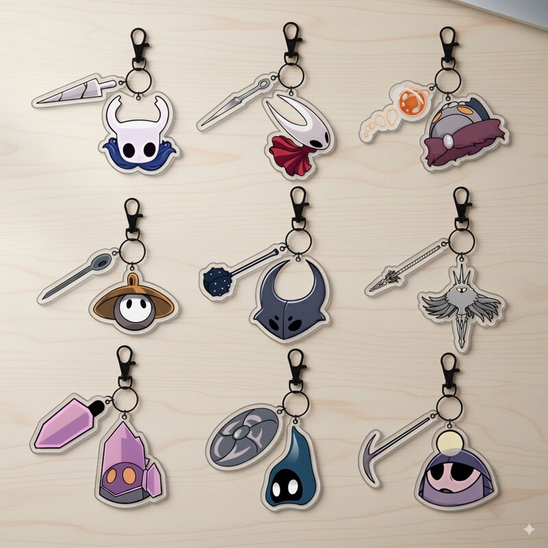 Layered Acrylic Keychain Steam Hollow Knight Silksong Game Merchandise Backpack Pendant Layered Acrylic Keychain Steam Hollow Knight Silksong Game Merchandise Backpack Pendant