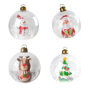 in stock Wholesale PVC Transparent with LED Light Christmas Ball Decoration Atmosphere Decoration Balloon Children Christmas Snowman Pack