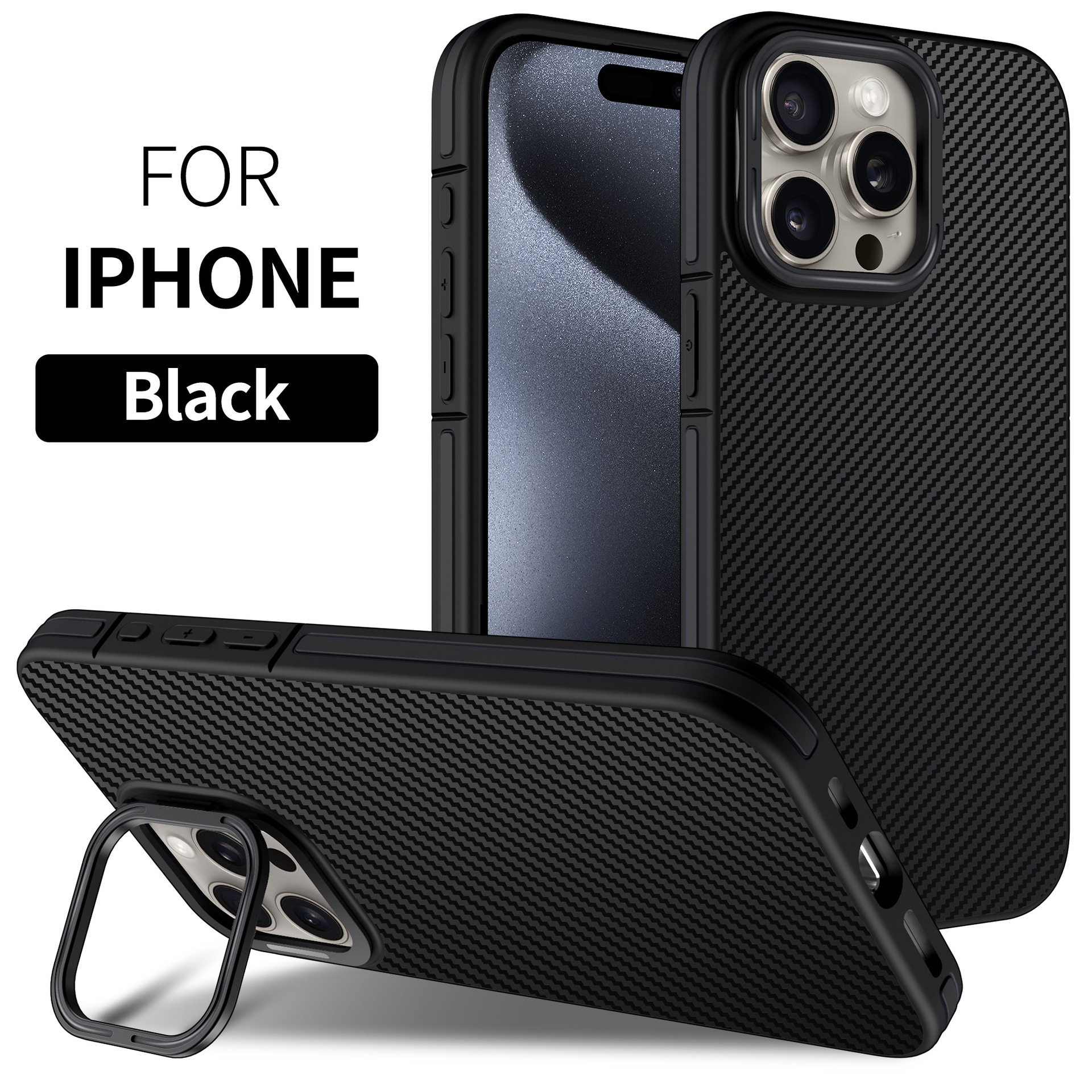 Carbon Fibre Phone Case With Metal Lens Bracket For Iphone 16 Pro Max_voghion.com