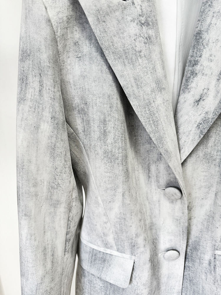 Spring Tie Dyed Printed Slim Fit Mid Length Blazer Trousers Two Piece Set 16 Spring Tie Dyed Printed Slim Fit Mid Length Blazer Trousers Two Piece Set