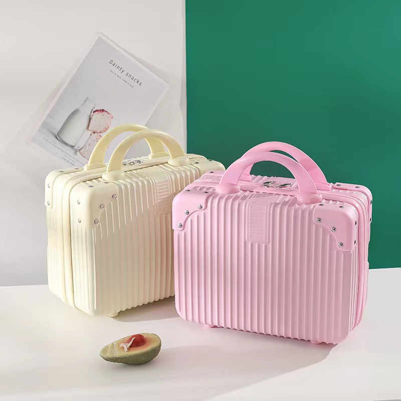 Mayorista de 7 pulgadas 14 pulgadas con patrón de logotipo maleta ABS maquillaje caja de embarque de mano bolsa de viaje maleta
