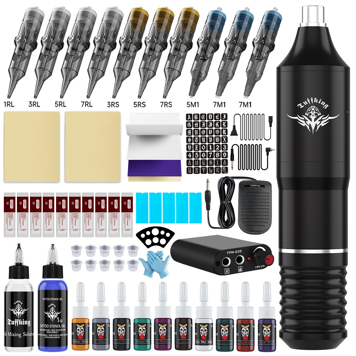 Máquina de tatuaje traje de tatuaje Tuffking caliente transfronteriza conjunto completo de herramientas tatuaje pluma traje máquina de tatuaje