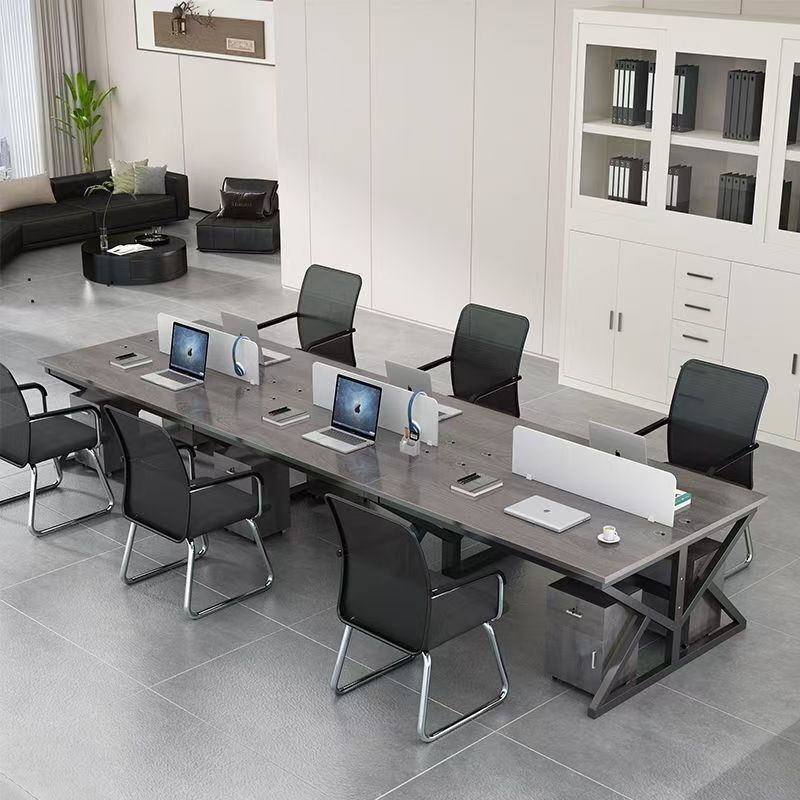 Staff Desks with Screens for 2/4/6 People, Luxury Office Desk and Chair Set, Computer Desk Cubicles