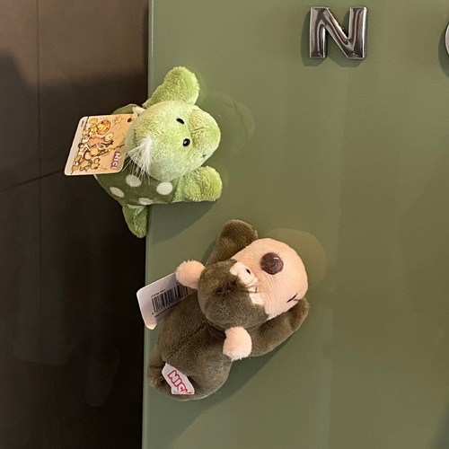 Silly and cute fried lion plush refrigerator iron cartoon animal monkey pig magnet sticker rearview mirror doll ornament