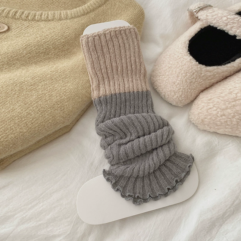 Гетры (keep warm) средние вязаные наколенники, рубчатые, осенние, one size