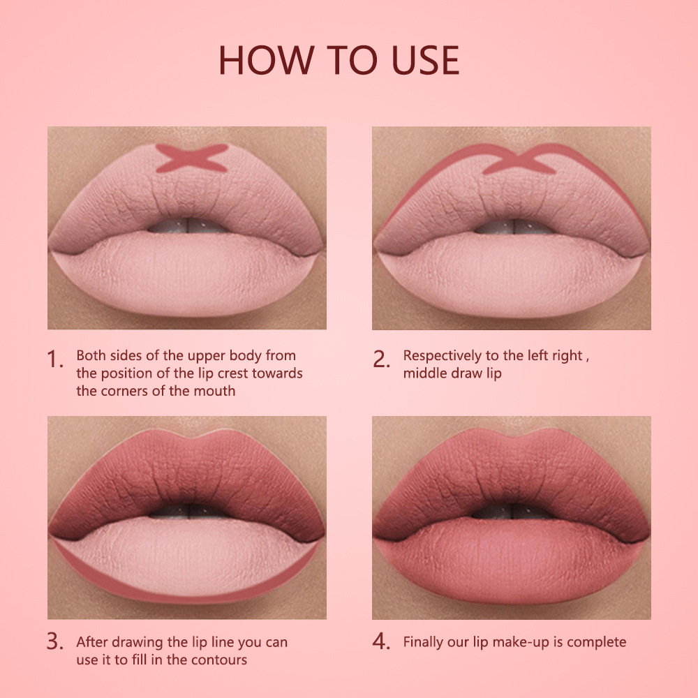 SHCOETY Cross-border matte Liquid Lip liner Pen, matte lip gloss, waterproof nude lip gloss, long-lasting color lipstick pen undefined