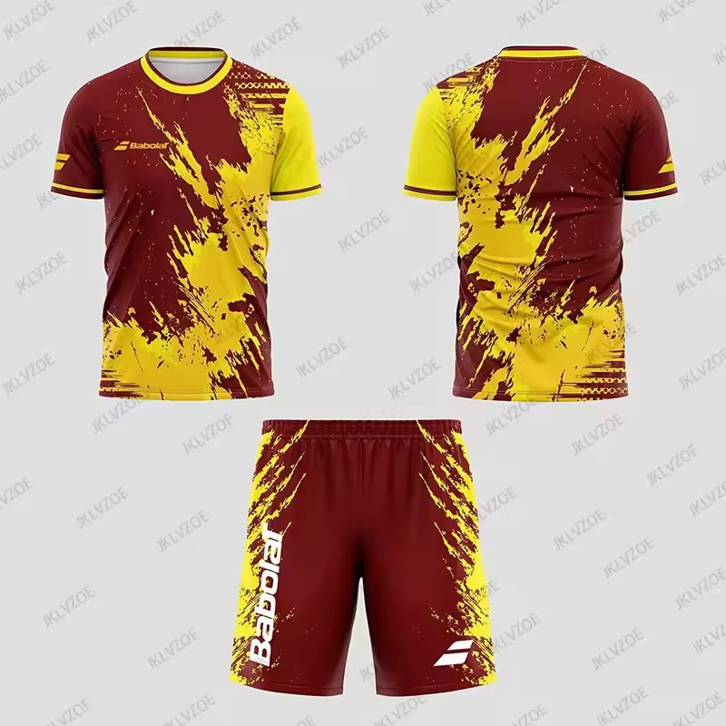 Venta caliente 3D impresión digital spot deportes hombres traje cuello redondo manga corta camiseta pantalones cortos con cordón traje de dos piezas