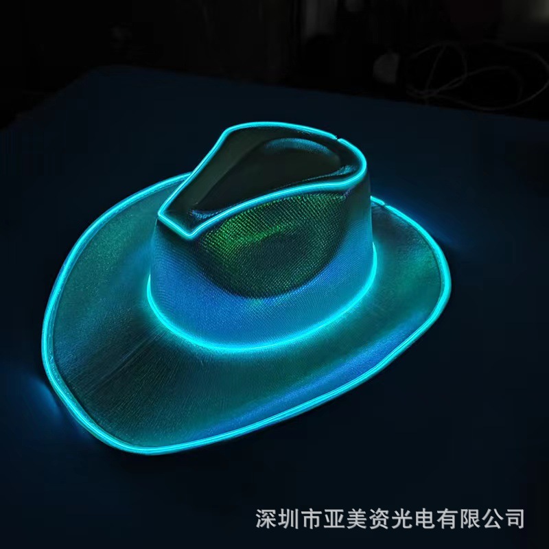 Festival LED luminoso colorido sombrero de vaquero colorido lentejuelas occidental sombrero de vaquero Amazon DIY luminoso sombrero nupcial