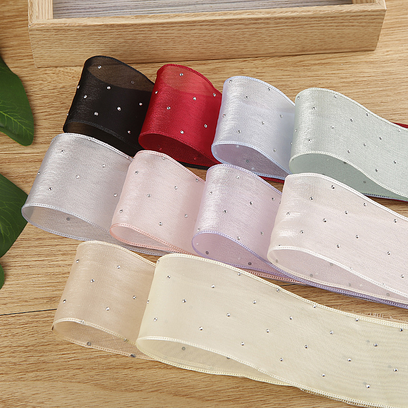珠點雪紡紗絲帶 蝴蝶結DIY髮飾材料服裝鞋花草帽婚慶裝飾雪紗帶