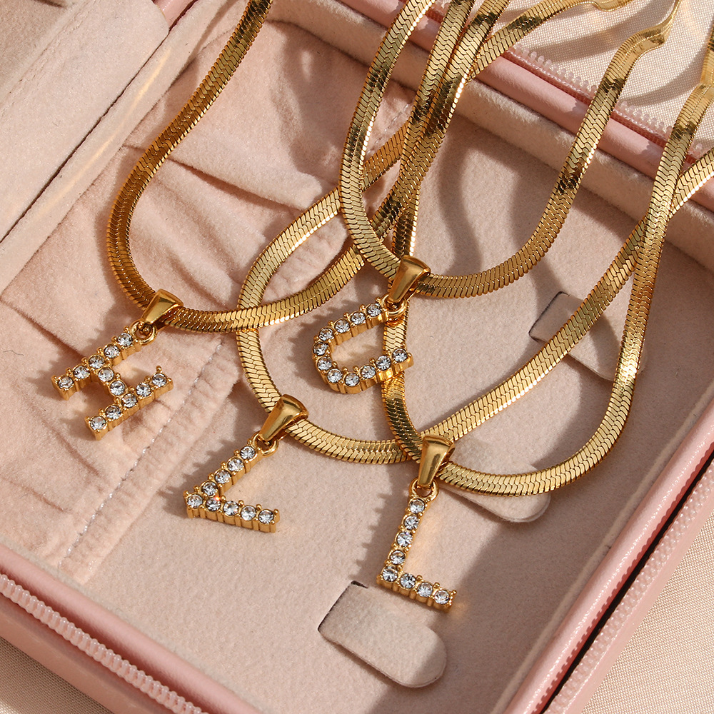Lady Letter Stainless Steel Necklace Plating Zircon Stainless Steel Necklaces
