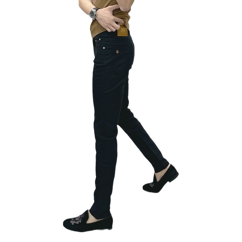 Pantalones casuales de primavera para hombres de negocios europeos, estilo de alta gama simple y explosivo, todo fósforo, cómodo, delgado elástico, pantalones de hombre rectos pequeños