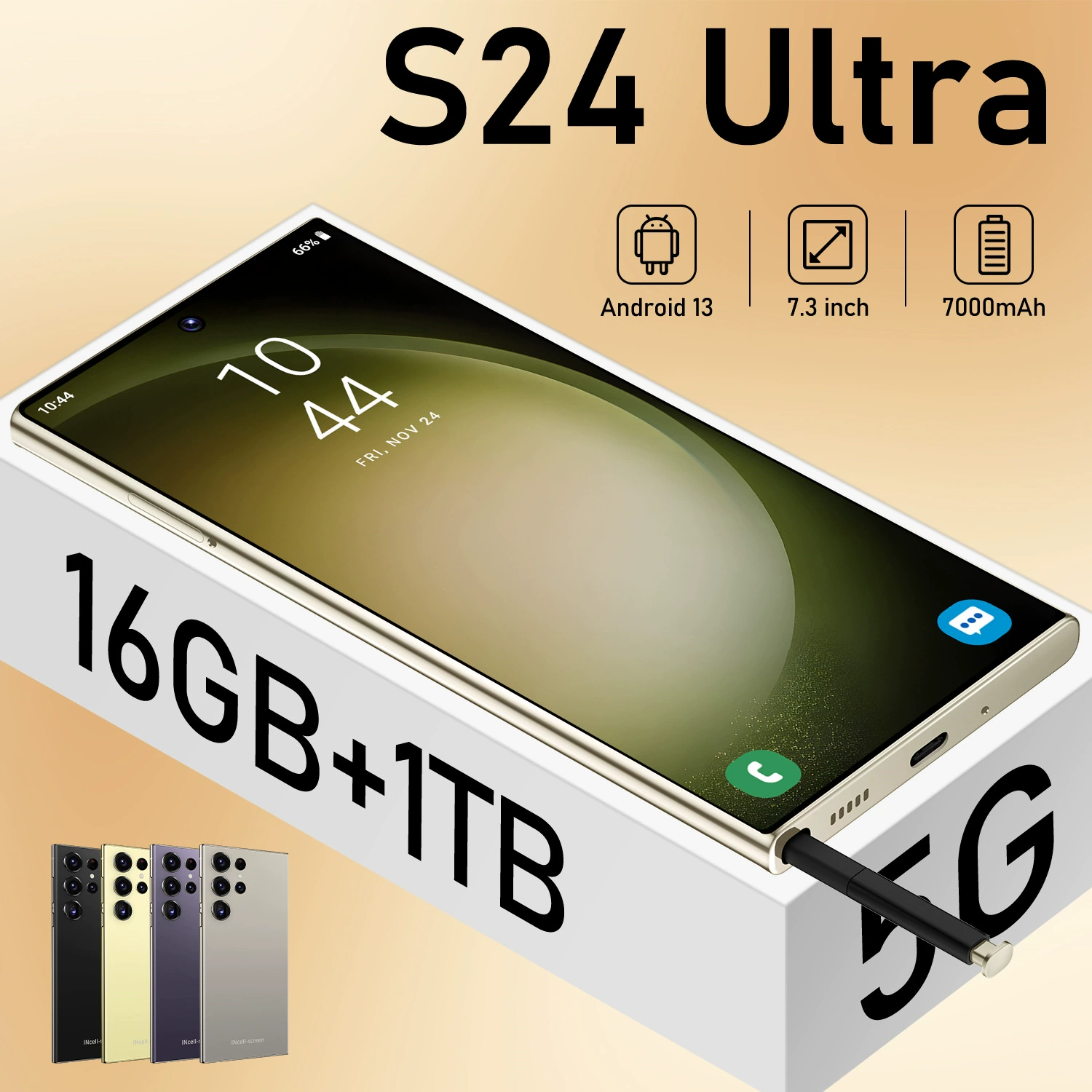 Смартфон S24 Ultra, 16 ГБ + 1 ТБ, встроенная ручка, Android высокого класса