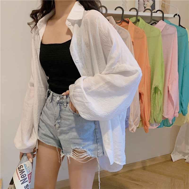 2026 Women's Shirt with Hong Kong Style, Candy-Colored Sun-Protective Outerwear Shirt with a Stylish Design