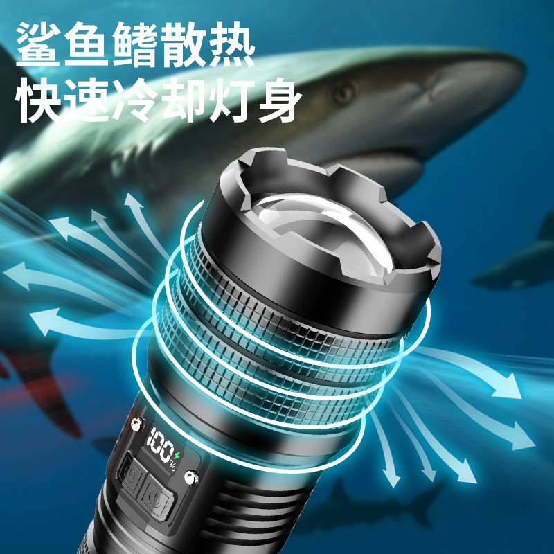 Zoom linterna digital eléctrico pantalla recargable de largo alcance linterna de iluminación al aire libre fuerte luz aleación de aluminio linterna láser blanco