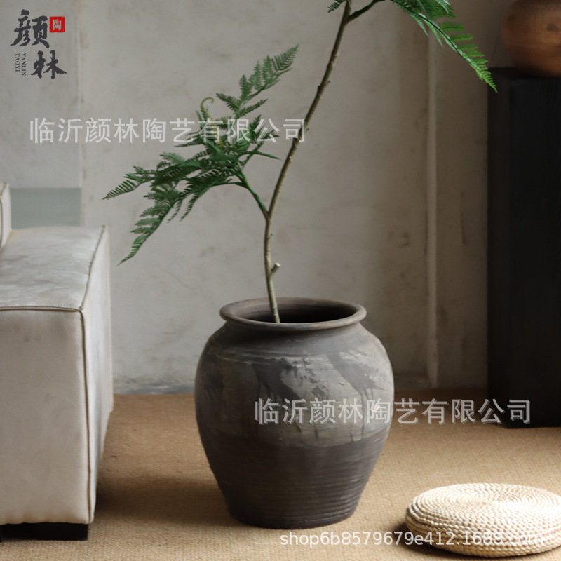 Cerámica de tierra de terra, frasco de viento silencioso, frasco de cerámica hecha a mano, decoración residencial, frasco antiguo, frasco de plantación verde, frasco de viento silencioso, adornos de viento silencioso