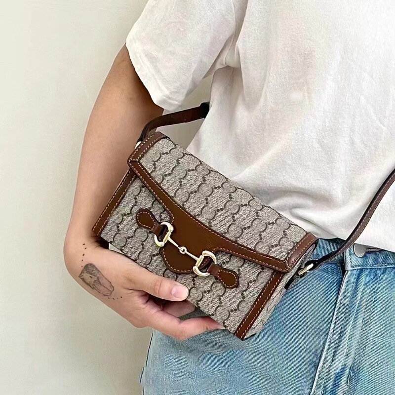 2025 New 1955 Box Bag Horsebit Mini Horizontal Mobile Phone Bag Single Shoulder Crossbody Bag Small Square Bag Women's Bag
