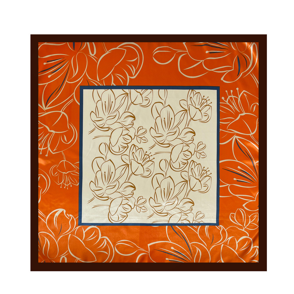 Women's Large Square Silk Scarf Satin Hijab Headscarf Elegant_voghion.com