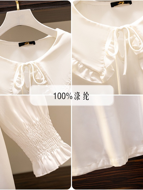 65-160kg Plus Size French Doll Collar Shirt for Women in Spring and Autum, Loose and Wearable Pajamas for Fat Mothers