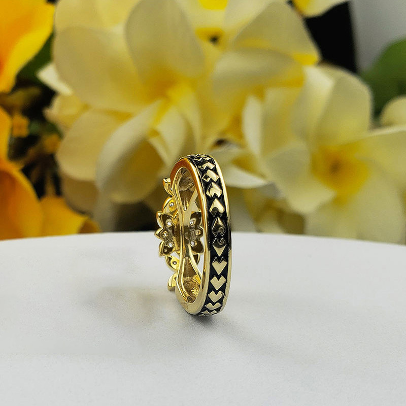 Retro Flower Copper Inlay Zircon Rings 1 Piece