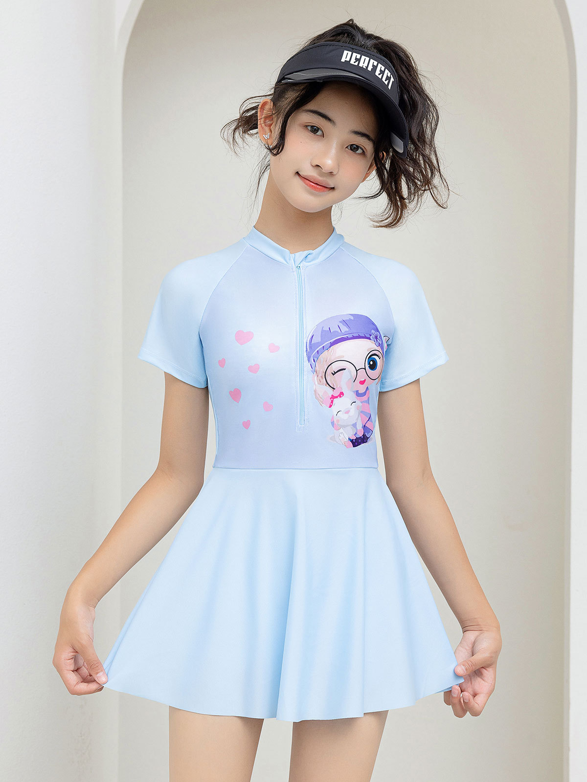 trajes de baño para niños niñas 2024 nuevo conjunto de entrenamiento profesional de secado rápido protector solar de mangas cortas trajes de natación para niñas