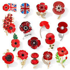 人気の赤い滴のケシの花のブローチの金属のピンのバッジのメーカーはPoppyの胸の花の大全の現物を供給します。