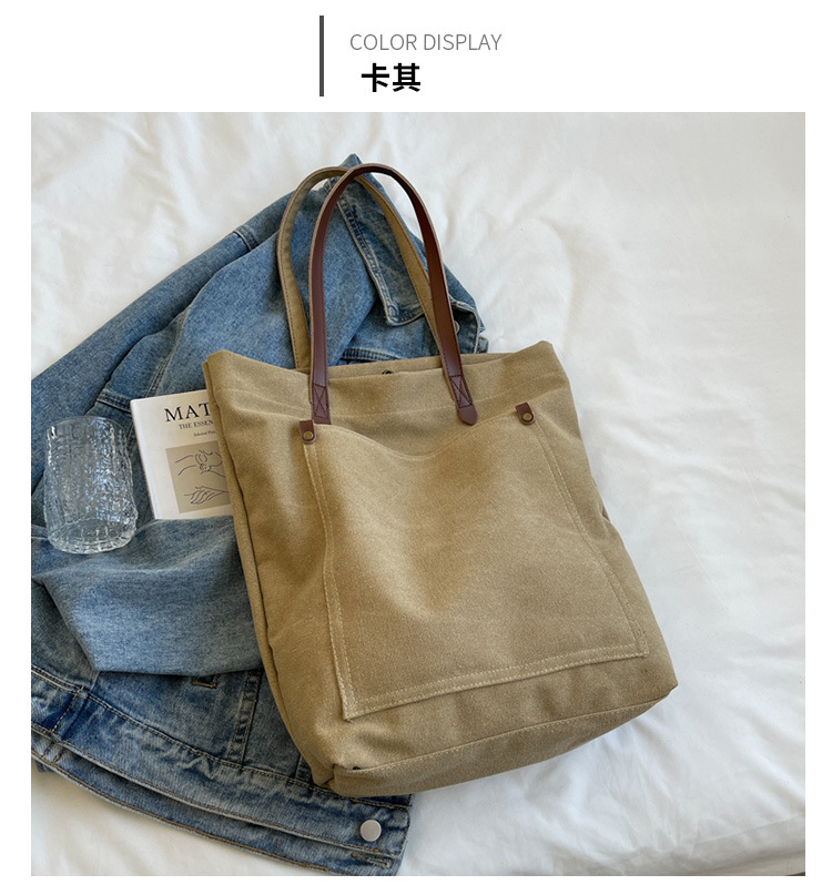 Solid Color Canvas Shopping Bags display picture 5