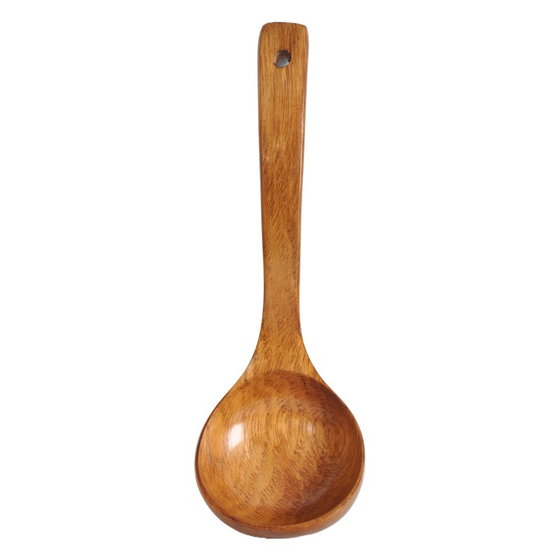 Dazang Boutique Cuchara de madera 26cm de madera pintada de mango largo cuchara curva grande Cuchara de sopa CORU Utensilios de cocina de estilo coreano al por mayor