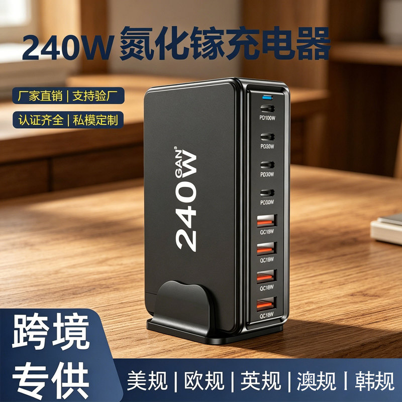 240W Gallium Nitride Pd Charger Multi-Port Direct Charging Station for Mobile Phones and Laptops, Universal High-Power Desktop Charging Station 240W Gallium Nitride Pd Charger Multi-Port Direct Charging Station for Mobile Phones and Laptops, Universal High-Power Desktop Charging Station