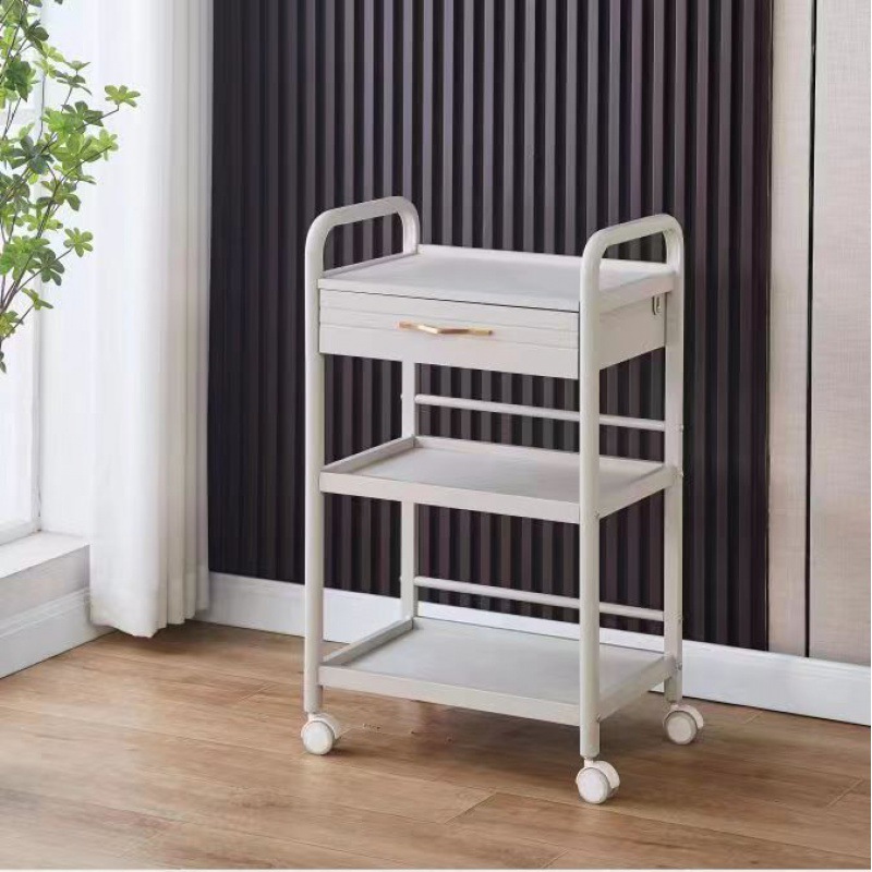 Salón de belleza carro especial gestión de la piel móvil de mano empuje estante de almacenamiento de plástico cuidado instrumento mano herramienta de empuje Coche