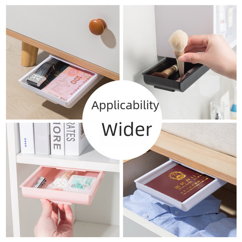 Hidden hole-free multifunctional wall-mounted drawer storage box makeup brush organizer home stationery storage box 