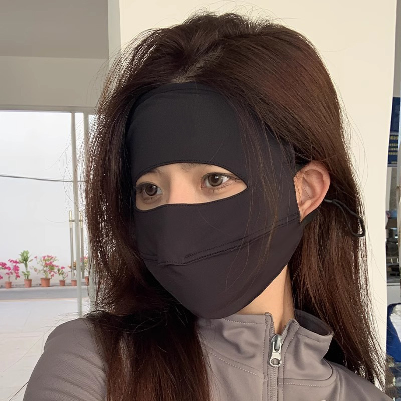 夏季防晒防紫外线面罩女口罩冰丝凉感骑行开车遮全脸upf50+脸基尼|undefined