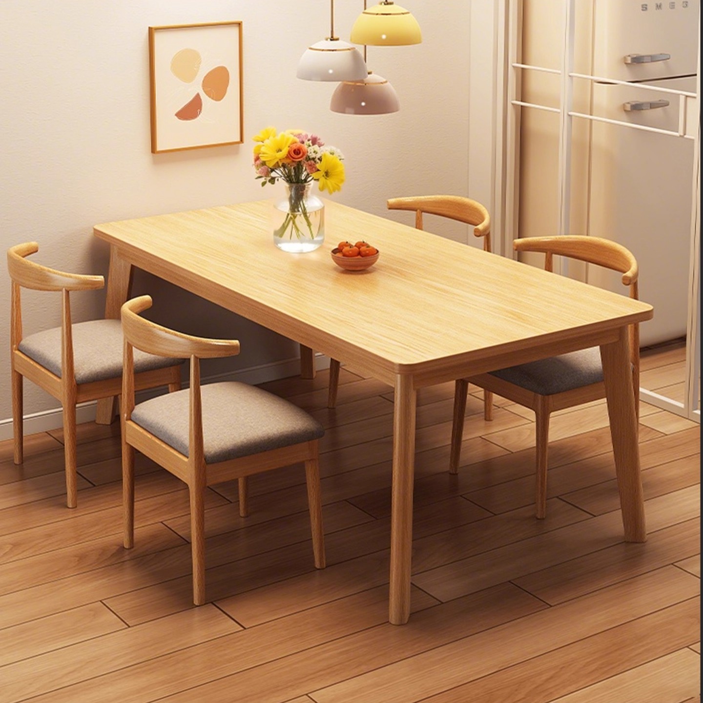 Mesa y silla de comedor de madera maciza doméstica 2025 nueva sala de estar comedor mesa de computadora rectangular tabla de madera grande
